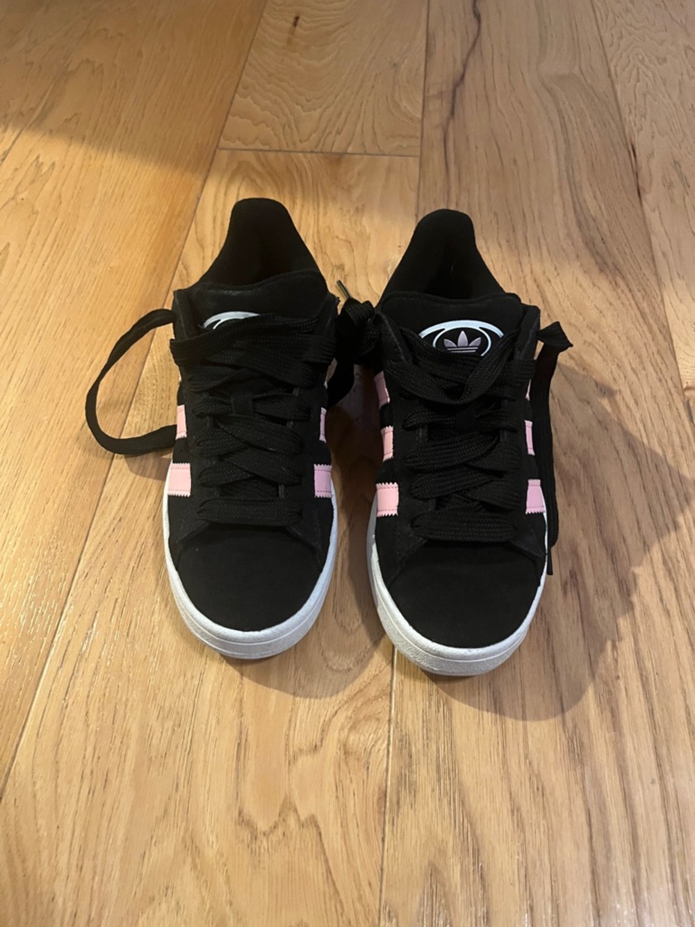 adidas Campus Black Sneakers with Pink Three-Stripes